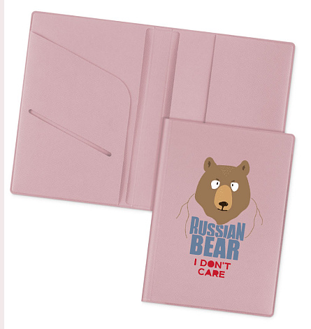Обложка на паспорт "Russian Bear I dont care"